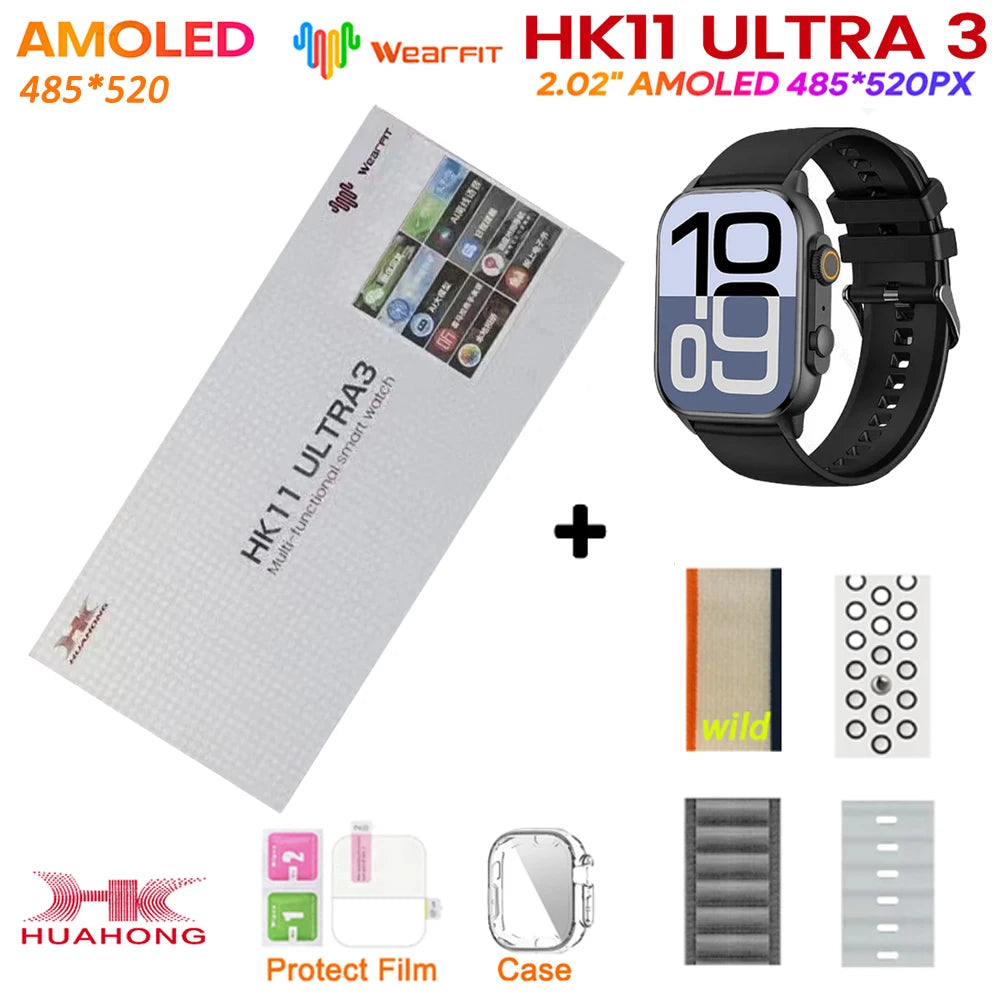 2025 HK11 ULTRA 3 Smartwatch 49mm HD AMOLED 4G ROM Bluetooth Network ChatGPT Call Robot Clock NFC Compass Men Women Smart Watch