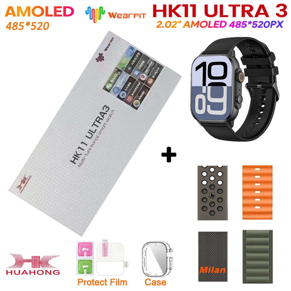 2025 HK11 ULTRA 3 Smartwatch 49mm HD AMOLED 4G ROM Bluetooth Network ChatGPT Call Robot Clock NFC Compass Men Women Smart Watch