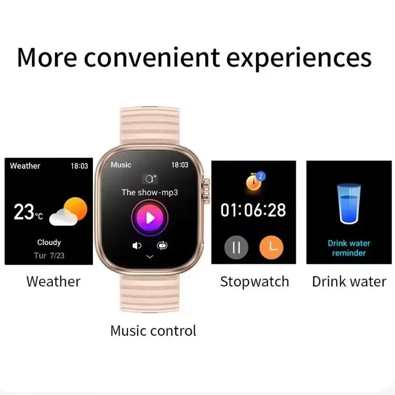 2024 Smart Watch Men Women LED Flashlight 100 Sport Modes Fitness Tracker Body Temperature 2.01 Inch Screen Smartwatch Men Wome