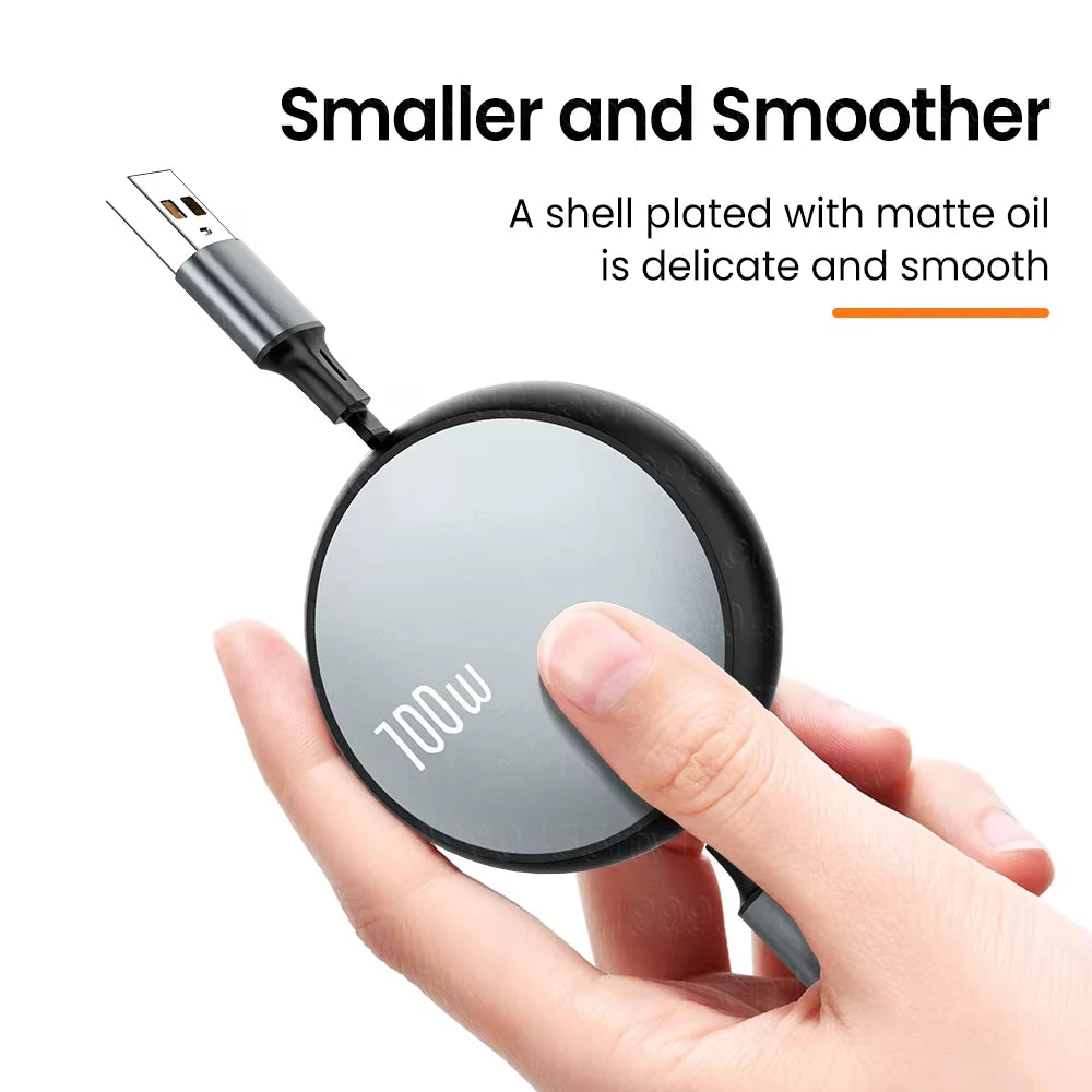 3 in 1 Retractable USB C 6A 100W USB Fast Charger For iPhone 13 14 12 11 Pro X Max Type C/Micro Fast Charger For Huawei Samsung
