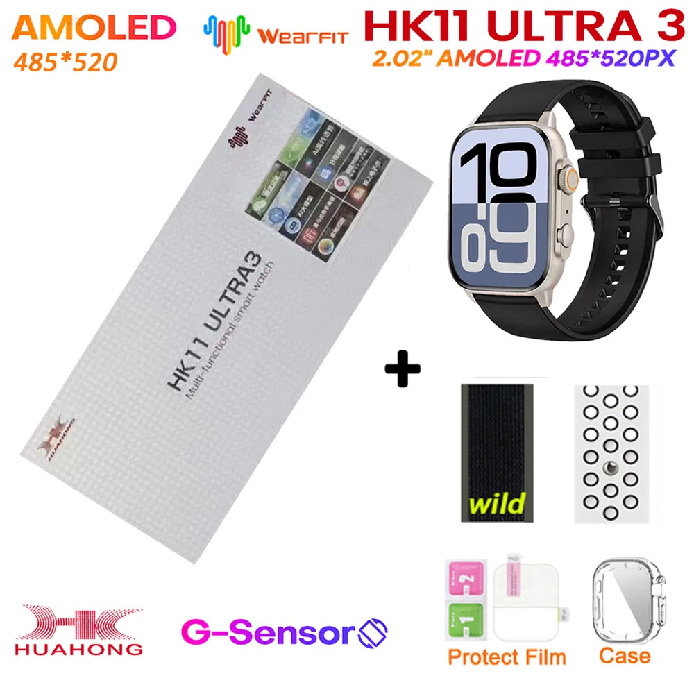 2025 HK11 ULTRA 3 Smartwatch 49mm HD AMOLED 4G ROM Bluetooth Network ChatGPT Call Robot Clock NFC Compass Men Women Smart Watch