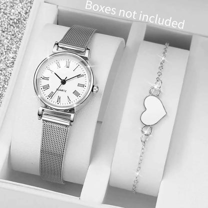2PCS/Set Fashion Women Watches Casual Analog Quartz Watch With Bracelet Set Reloj Mujer（Without Box）