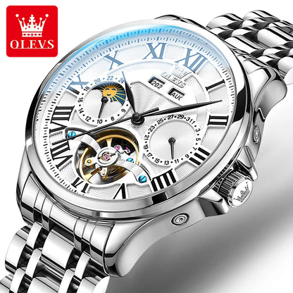 OLEVS 7013 Watch Man Luxury Original Automatic Mechanical Business Watch﻿ Waterproof Luminous Week Date Watches For Man