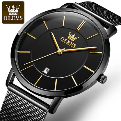 OLEVS 5869 Quartz Watch for Men Ultra Thin 6.5mm Minimalist Waterproof Date Bussiness Man Watch Simple Fashion Men's Wristwtach