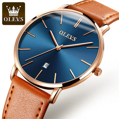 OLEVS 5869 Quartz Watch for Men Ultra Thin 6.5mm Minimalist Waterproof Date Bussiness Man Watch Simple Fashion Men's Wristwtach