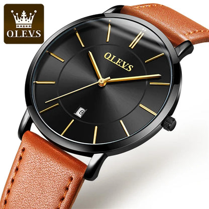 OLEVS 5869 Quartz Watch for Men Ultra Thin 6.5mm Minimalist Waterproof Date Bussiness Man Watch Simple Fashion Men's Wristwtach
