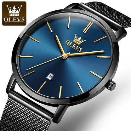 OLEVS 5869 Quartz Watch for Men Ultra Thin 6.5mm Minimalist Waterproof Date Bussiness Man Watch Simple Fashion Men's Wristwtach
