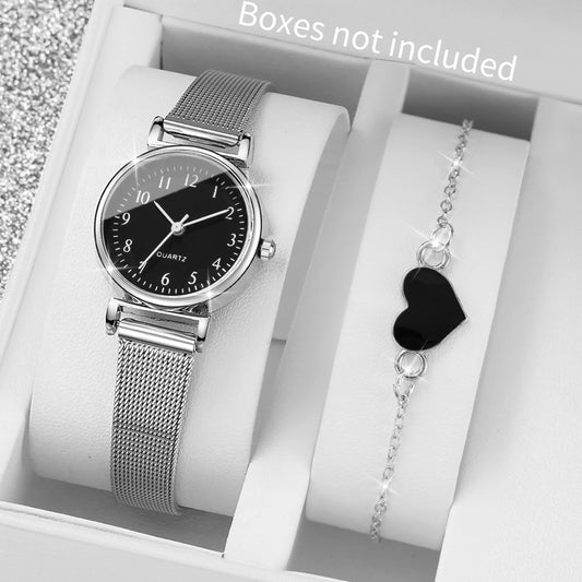 2PCS/Set Fashion Women Watches Casual Analog Quartz Watch With Bracelet Set Reloj Mujer（Without Box）