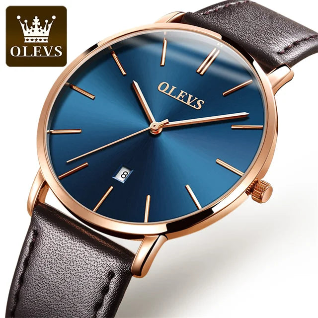 OLEVS 5869 Quartz Watch for Men Ultra Thin 6.5mm Minimalist Waterproof Date Bussiness Man Watch Simple Fashion Men's Wristwtach