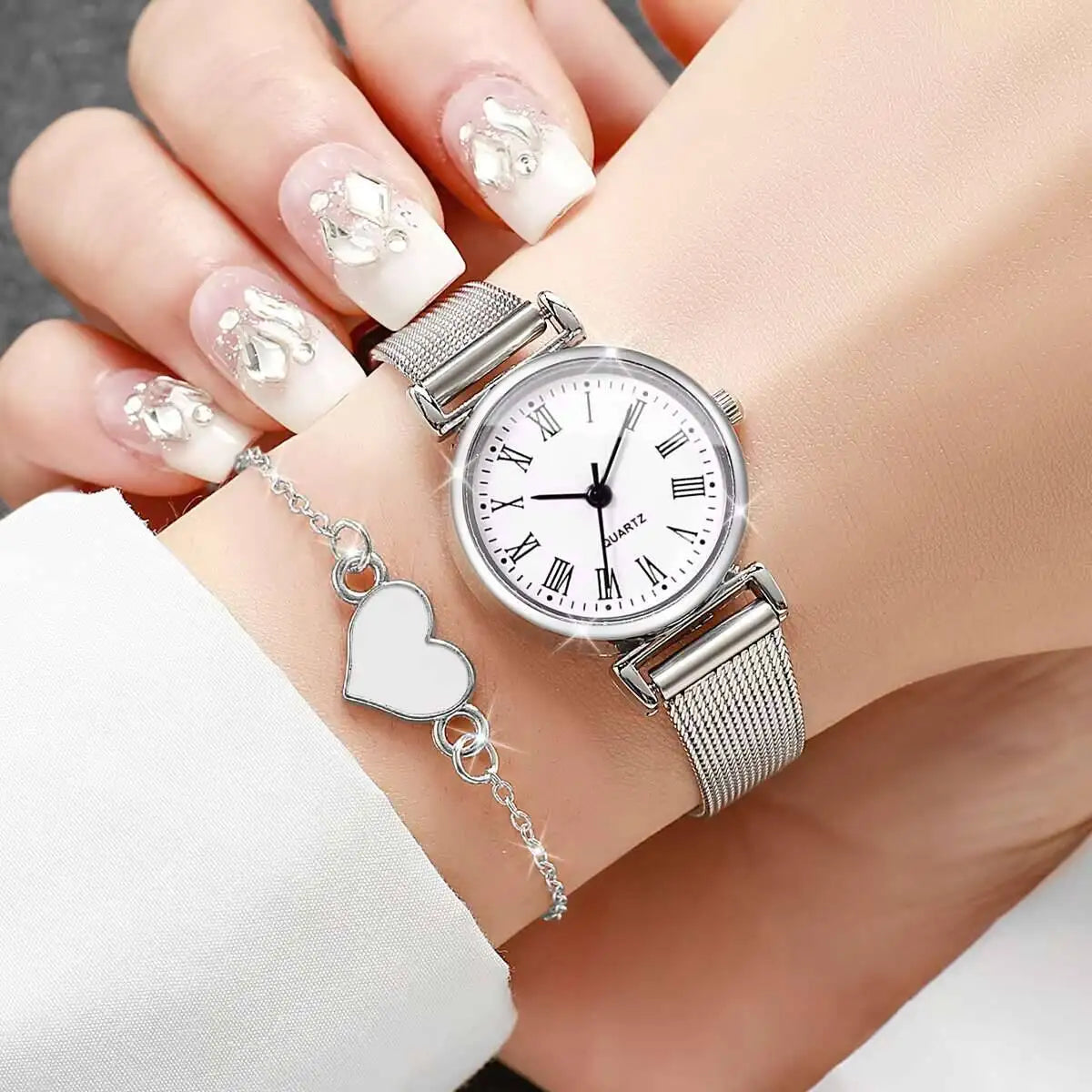 2PCS/Set Fashion Women Watches Casual Analog Quartz Watch With Bracelet Set Reloj Mujer（Without Box）