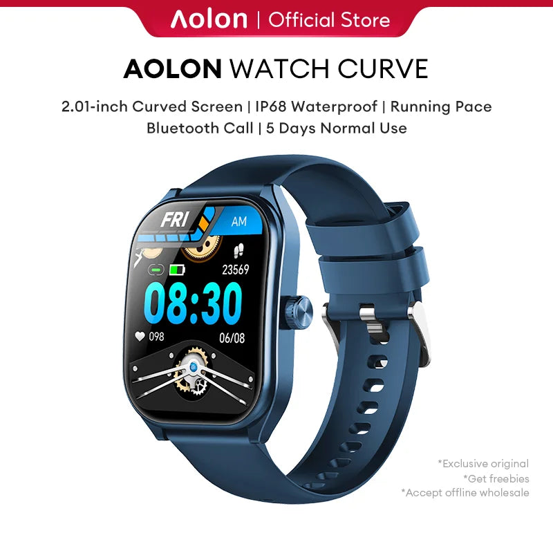 KHwatch 2.01" Curved Screen Smartwatch Men Call Sports Waterproof Wrist Watches Fitness Bracelet Women Watch Clock Smart Watch