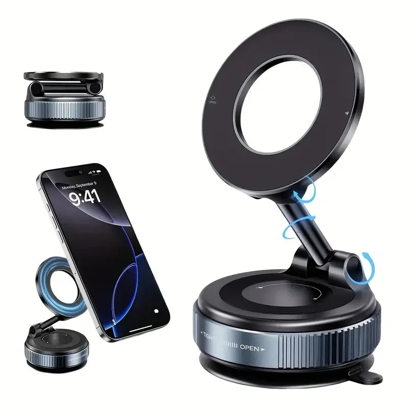 [Upgrade 360° Phone Holder] 360° Adjustable Vacuum Magnetic Mount Car Phone Holder Upgrade Version Compatible with Cars Mirrors
