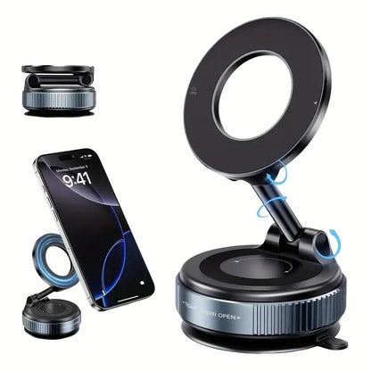 [Upgrade 360° Phone Holder] 360° Adjustable Vacuum Magnetic Mount Car Phone Holder Upgrade Version Compatible with Cars Mirrors