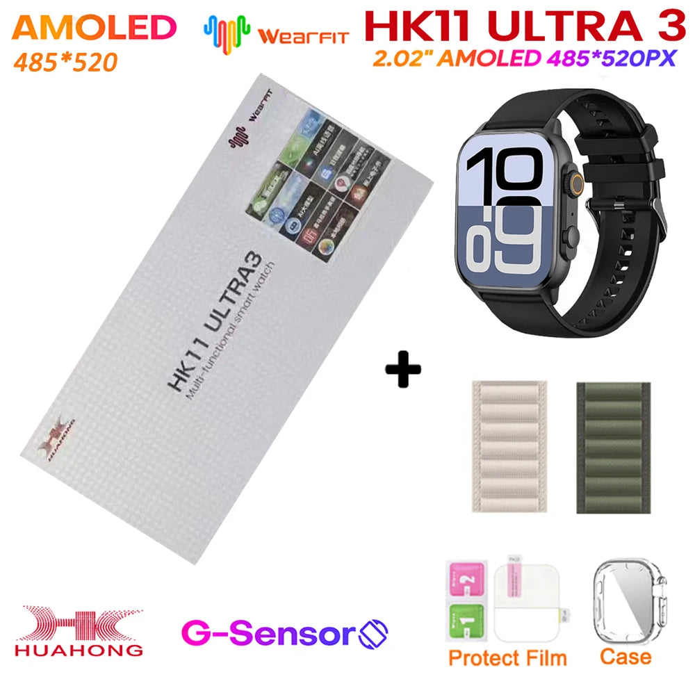 2025 HK11 ULTRA 3 Smartwatch 49mm HD AMOLED 4G ROM Bluetooth Network ChatGPT Call Robot Clock NFC Compass Men Women Smart Watch