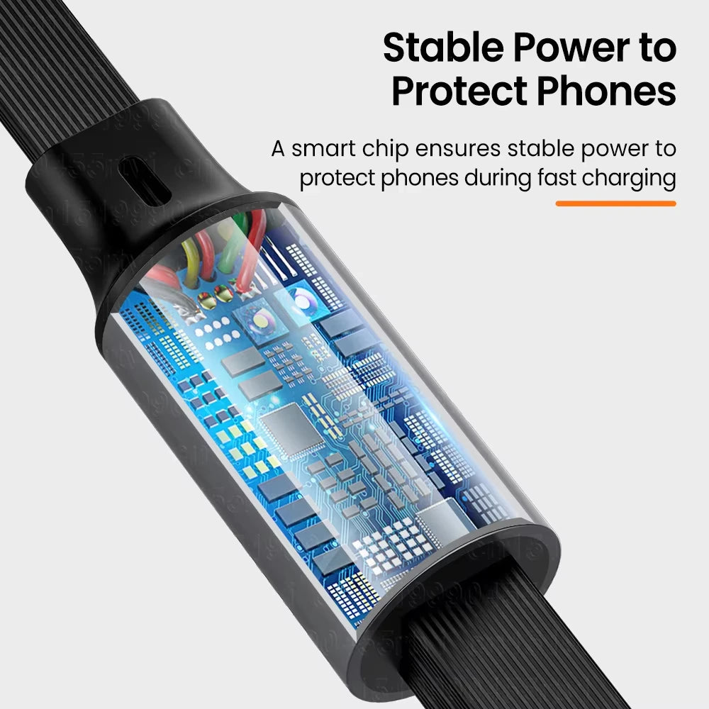 3 in 1 Retractable USB C 6A 100W USB Fast Charger For iPhone 13 14 12 11 Pro X Max Type C/Micro Fast Charger For Huawei Samsung
