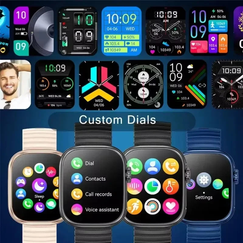 2024 Smart Watch Men Women LED Flashlight 100 Sport Modes Fitness Tracker Body Temperature 2.01 Inch Screen Smartwatch Men Wome