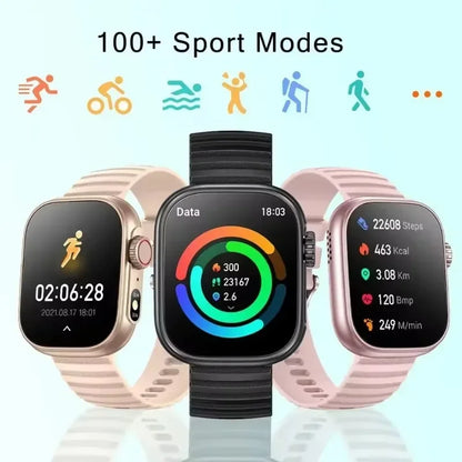 2024 Smart Watch Men Women LED Flashlight 100 Sport Modes Fitness Tracker Body Temperature 2.01 Inch Screen Smartwatch Men Wome