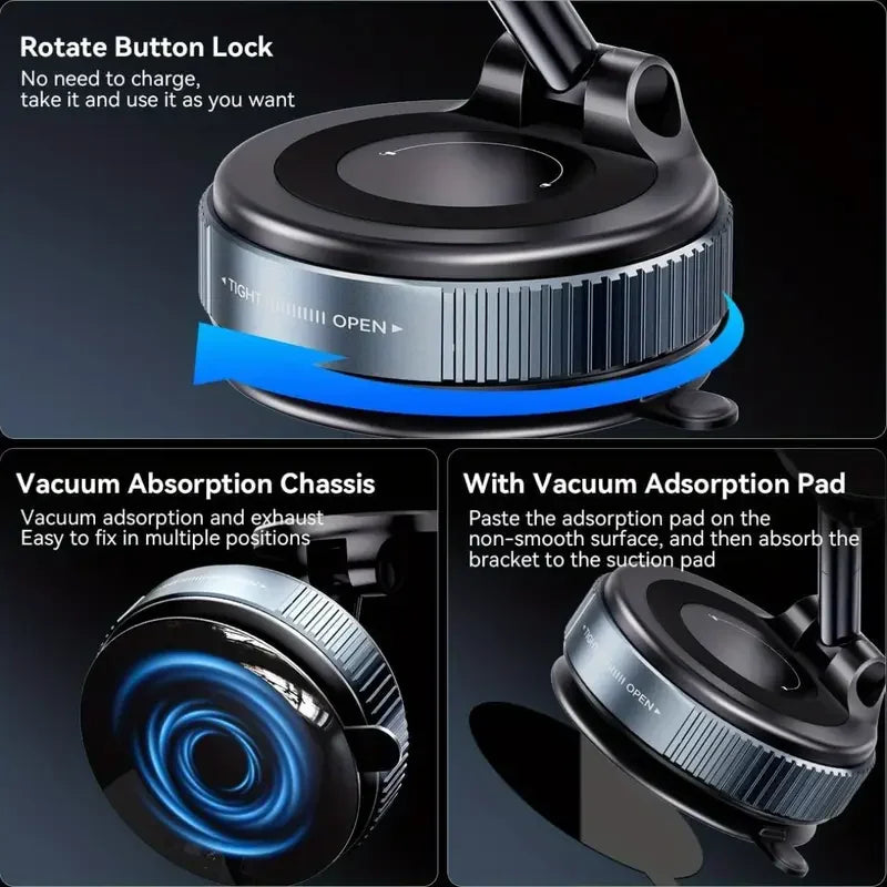 [Upgrade 360° Phone Holder] 360° Adjustable Vacuum Magnetic Mount Car Phone Holder Upgrade Version Compatible with Cars Mirrors