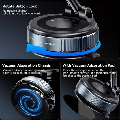 [Upgrade 360° Phone Holder] 360° Adjustable Vacuum Magnetic Mount Car Phone Holder Upgrade Version Compatible with Cars Mirrors