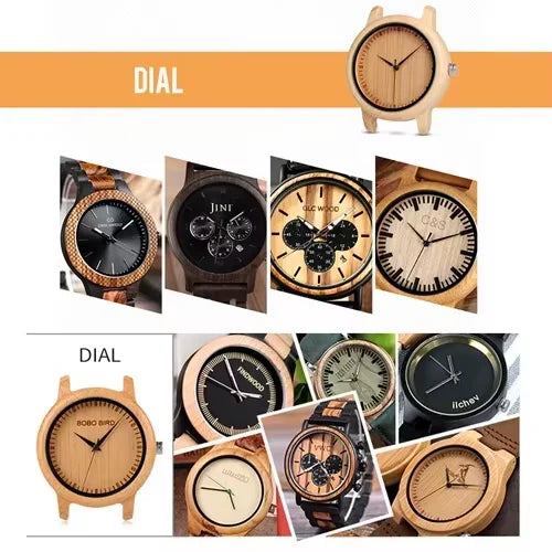 BOBO BIRD Wooden Men Watches Handmade Leaf Dial Custom Blessing Natural Wristwatch Distinctive Wooden Gift Support Dropshipping