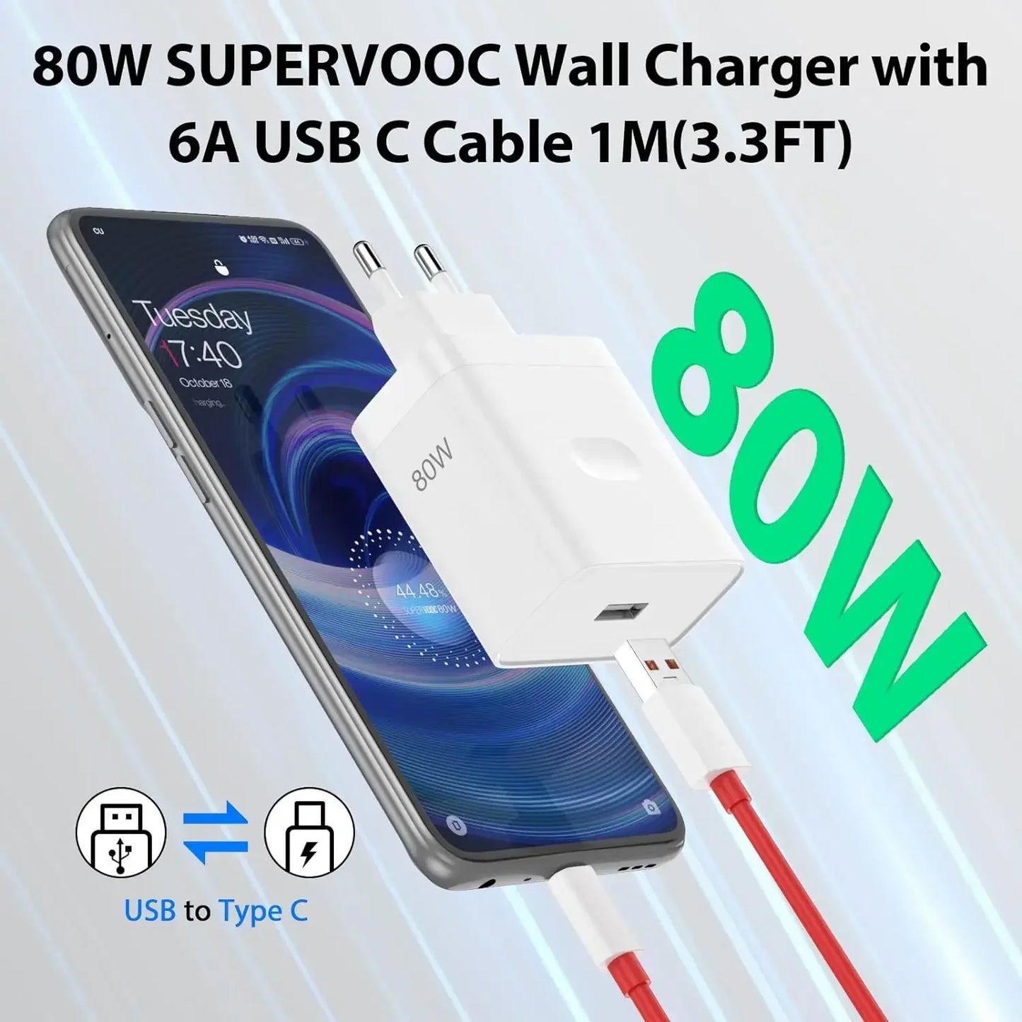 80W Super Flash Charger For OnePlus 9 10 11 12R 13 Nord 2T N300 CE 2 3 Lite ACE 2 3 5 OPPO Realme Fast Charging Type C USB Cable