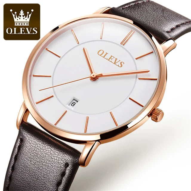 OLEVS 5869 Quartz Watch for Men Ultra Thin 6.5mm Minimalist Waterproof Date Bussiness Man Watch Simple Fashion Men's Wristwtach