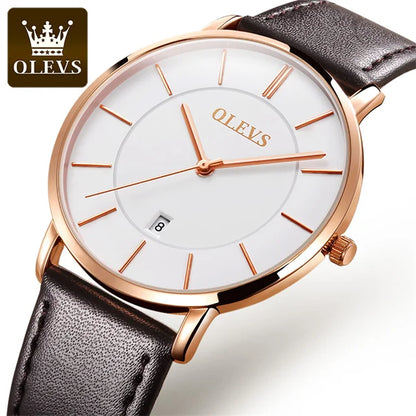OLEVS 5869 Quartz Watch for Men Ultra Thin 6.5mm Minimalist Waterproof Date Bussiness Man Watch Simple Fashion Men's Wristwtach