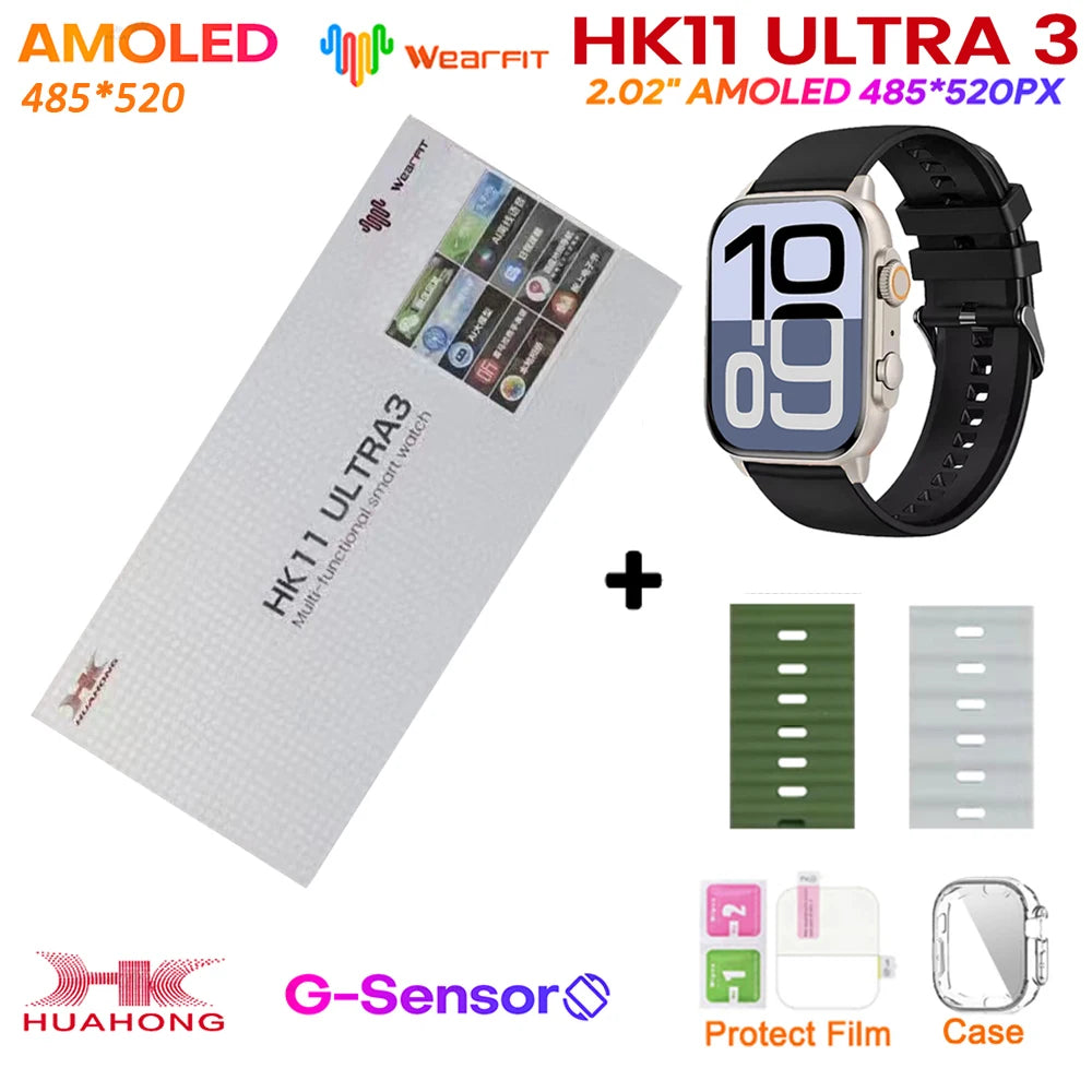 2025 HK11 ULTRA 3 Smartwatch 49mm HD AMOLED 4G ROM Bluetooth Network ChatGPT Call Robot Clock NFC Compass Men Women Smart Watch