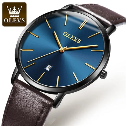 OLEVS 5869 Quartz Watch for Men Ultra Thin 6.5mm Minimalist Waterproof Date Bussiness Man Watch Simple Fashion Men's Wristwtach