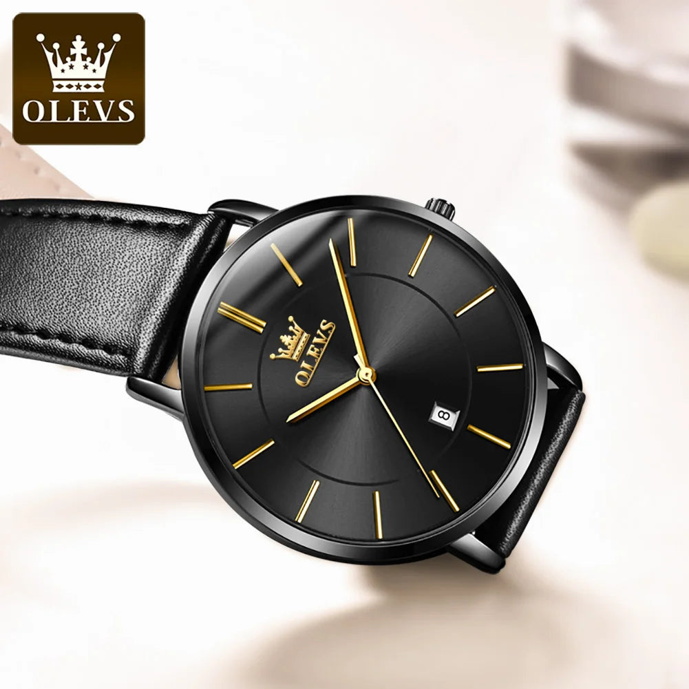 OLEVS 5869 Quartz Watch for Men Ultra Thin 6.5mm Minimalist Waterproof Date Bussiness Man Watch Simple Fashion Men's Wristwtach