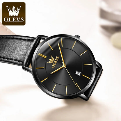 OLEVS 5869 Quartz Watch for Men Ultra Thin 6.5mm Minimalist Waterproof Date Bussiness Man Watch Simple Fashion Men's Wristwtach