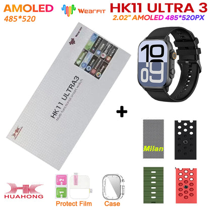 2025 HK11 ULTRA 3 Smartwatch 49mm HD AMOLED 4G ROM Bluetooth Network ChatGPT Call Robot Clock NFC Compass Men Women Smart Watch