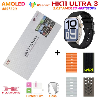 2025 HK11 ULTRA 3 Smartwatch 49mm HD AMOLED 4G ROM Bluetooth Network ChatGPT Call Robot Clock NFC Compass Men Women Smart Watch