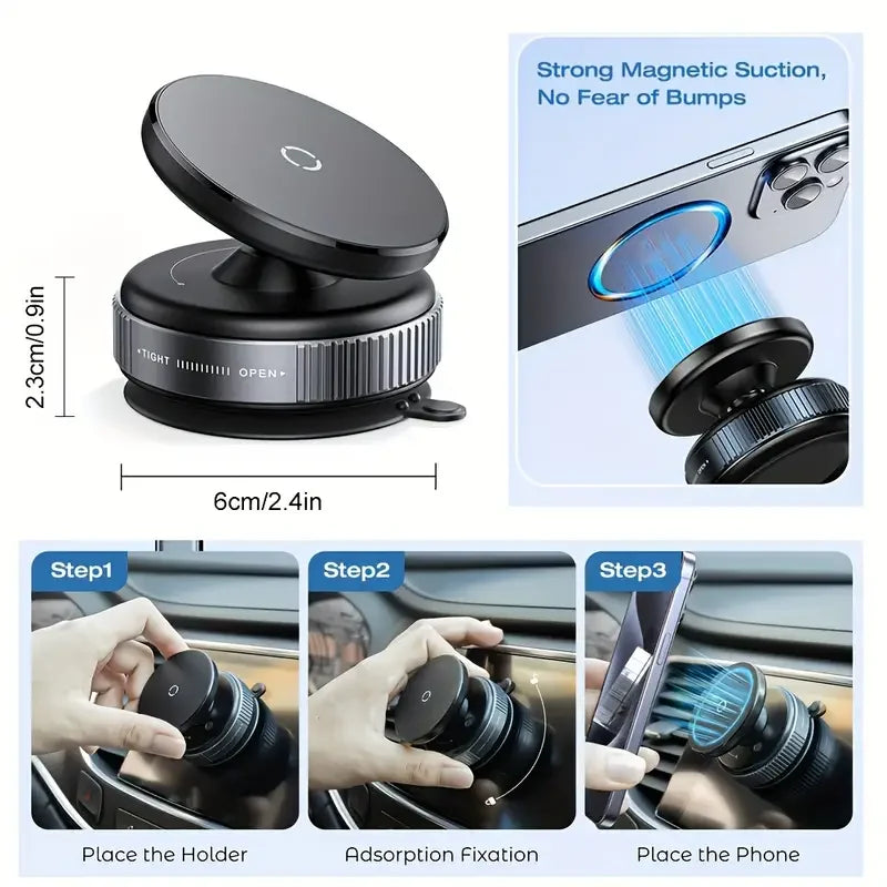 Vacuum Suction Magnetic Car Phone Holder for Glass Surface Easy-install Universal Phone Holder for iPhone Samsung