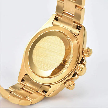 39mm gold men's watch VK63 movement chronograph sapphire glass stainless steel strap luxurious business men's custom watch