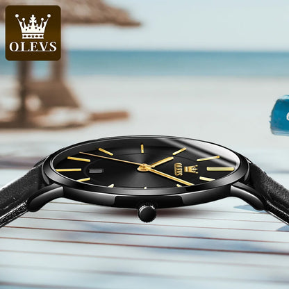 OLEVS 5869 Quartz Watch for Men Ultra Thin 6.5mm Minimalist Waterproof Date Bussiness Man Watch Simple Fashion Men's Wristwtach