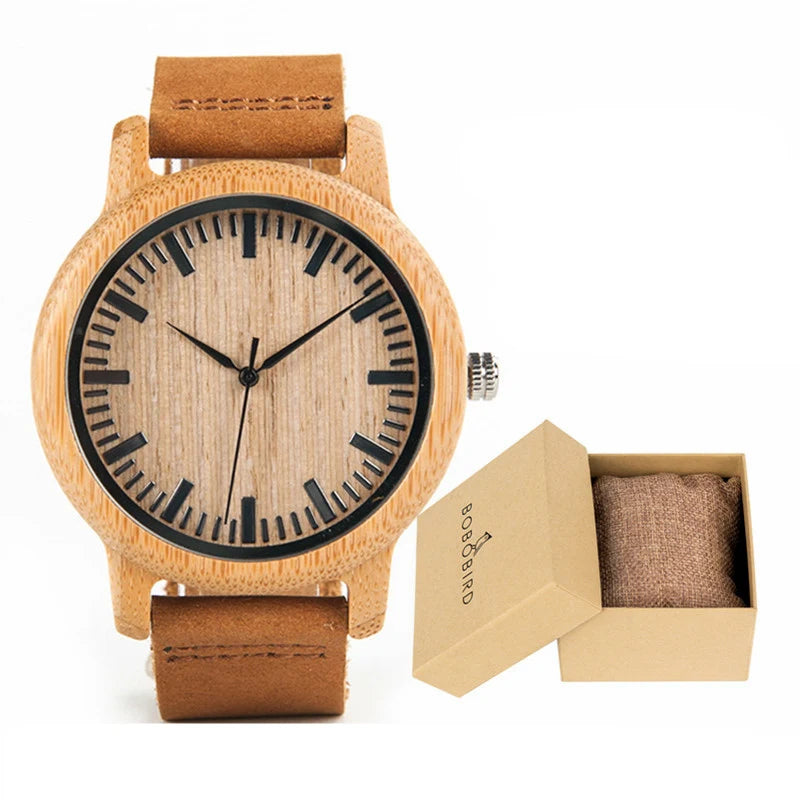 BOBO BIRD Wooden Watches for Men & Women Leather Strap Quartz Watches Support OEM Customized Dropshipping