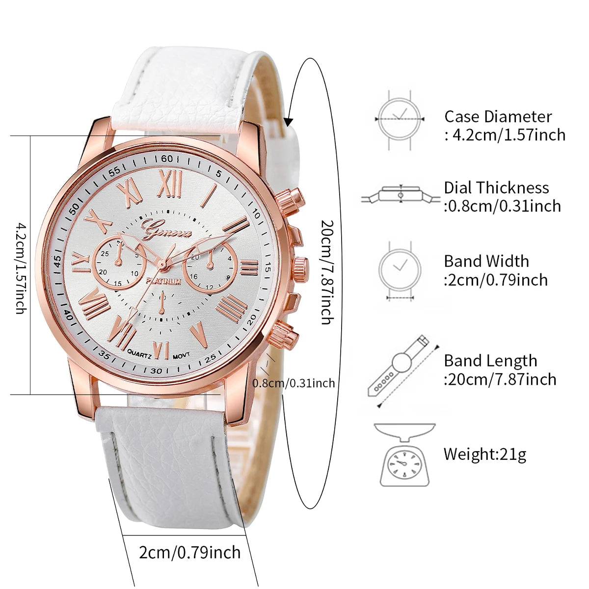 4PCS/Set Couple's Watches Fashion Roma Dial Women Quartz Watch Leather Band Wristwatches Heart Bracelets Set（Without Box）