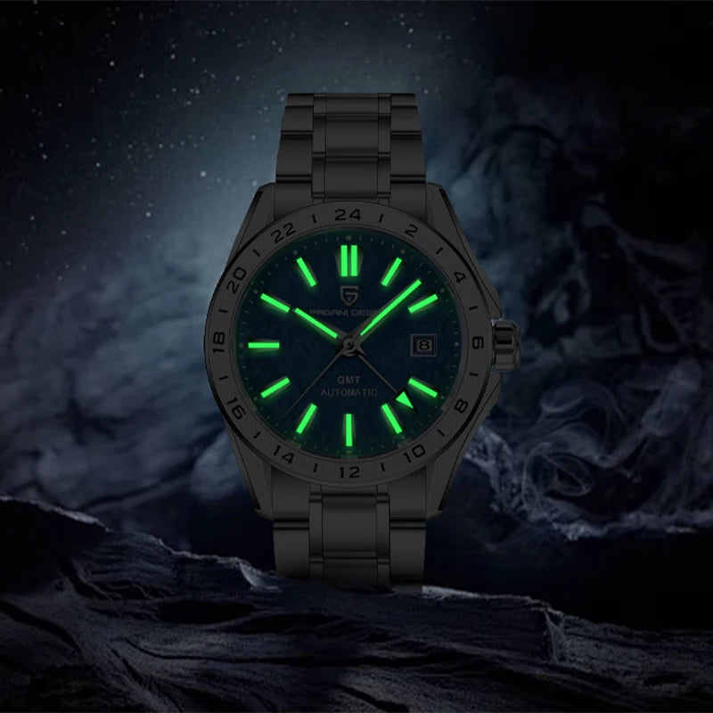 PAGANI DESIGN New GMT Mens Mechanical Watches 100M Waterproof Clock Sapphire Glass Automatic Men Watch PD-1792 Relogio Masculino