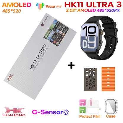 2025 HK11 ULTRA 3 Smartwatch 49mm HD AMOLED 4G ROM Bluetooth Network ChatGPT Call Robot Clock NFC Compass Men Women Smart Watch
