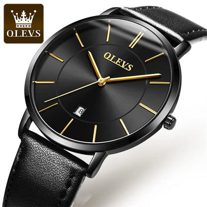 OLEVS 5869 Quartz Watch for Men Ultra Thin 6.5mm Minimalist Waterproof Date Bussiness Man Watch Simple Fashion Men's Wristwtach