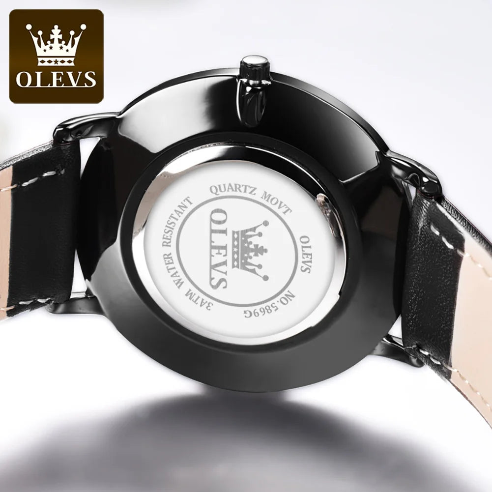 OLEVS 5869 Quartz Watch for Men Ultra Thin 6.5mm Minimalist Waterproof Date Bussiness Man Watch Simple Fashion Men's Wristwtach