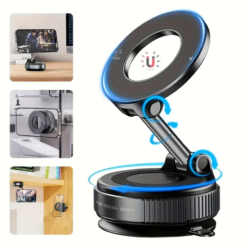 Vacuum Suction Magnetic Car Phone Holder for Glass Surface Easy-install Universal Phone Holder for iPhone Samsung