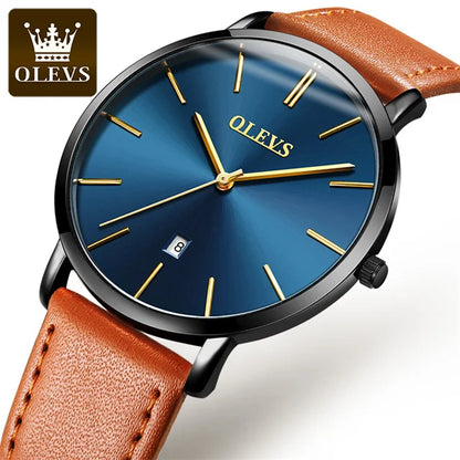 OLEVS 5869 Quartz Watch for Men Ultra Thin 6.5mm Minimalist Waterproof Date Bussiness Man Watch Simple Fashion Men's Wristwtach