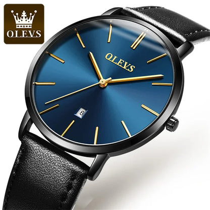 OLEVS 5869 Quartz Watch for Men Ultra Thin 6.5mm Minimalist Waterproof Date Bussiness Man Watch Simple Fashion Men's Wristwtach