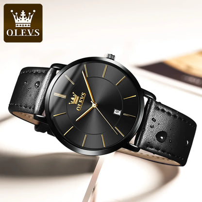 OLEVS 5869 Quartz Watch for Men Ultra Thin 6.5mm Minimalist Waterproof Date Bussiness Man Watch Simple Fashion Men's Wristwtach