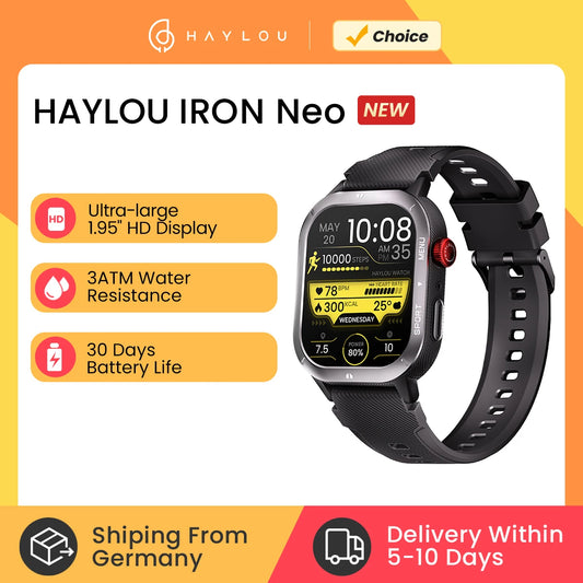 HAYLOU IRON NEO Smartwatch 1.95’’ HD Display 3ATM Waterproof Bluetooth Call 30 Days Battery Life Sport Smart Watch for Outdoor
