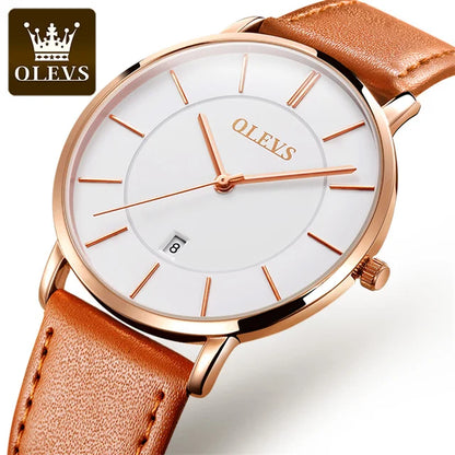 OLEVS 5869 Quartz Watch for Men Ultra Thin 6.5mm Minimalist Waterproof Date Bussiness Man Watch Simple Fashion Men's Wristwtach