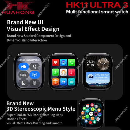 2025 HK11 ULTRA 3 Smartwatch 49mm HD AMOLED 4G ROM Bluetooth Network ChatGPT Call Robot Clock NFC Compass Men Women Smart Watch
