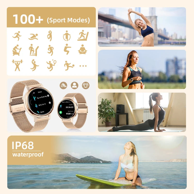 LIGE 2025 New 1.26 inch Screen Smart Watch Women IP68 Waterproof Sports Women’s Health Monitor Watches Bluetooth Call Smartwatch